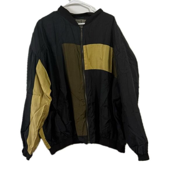 Gold and Black Windbreaker with High Collar and Loose Fit - Picture 1 of 4